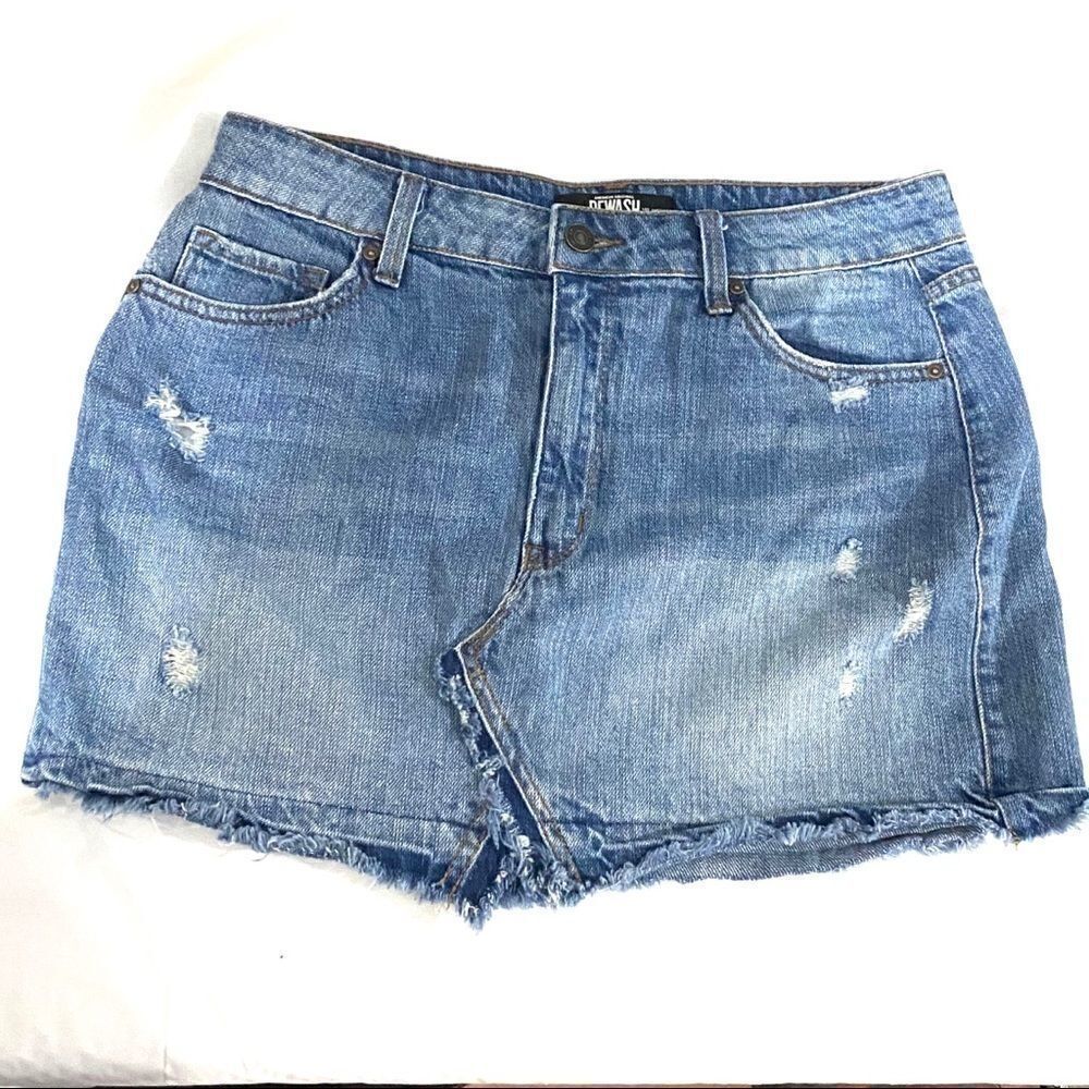 Rewash distressed jean skirt 